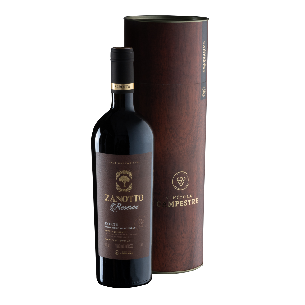 Vinho Fino Tinto Seco Corte Zanotto Reserva - 750 ml + Tubete