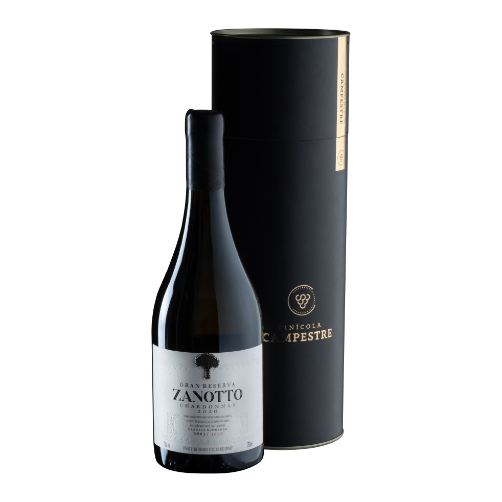 Vinho Fino Branco Seco Chardonnay Zanotto Gran Reserva - 750 ml + Tubete