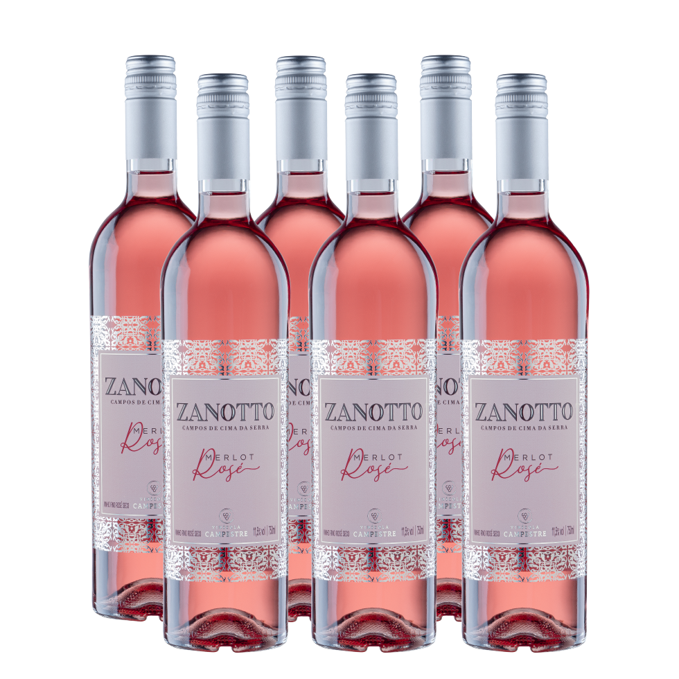 Pack Vinho Fino Rosé Merlot Zanotto 750 ml - Caixa com 06 unidades