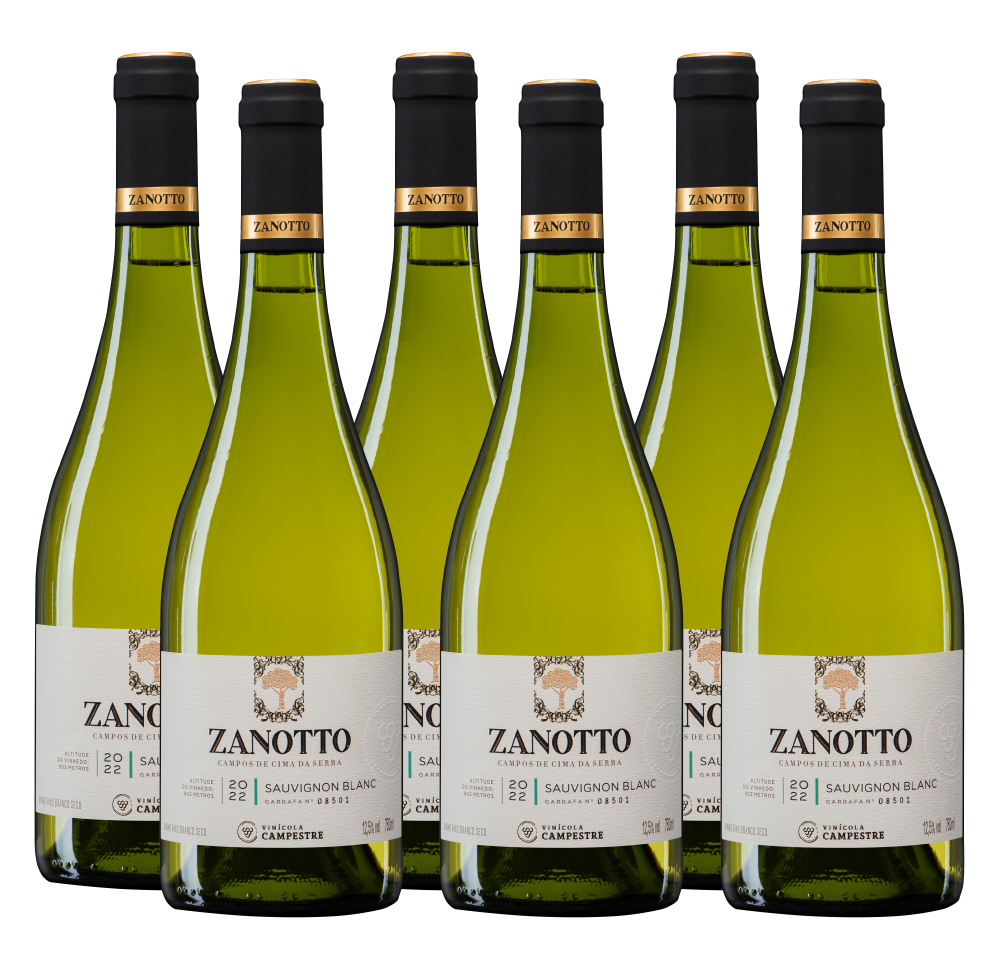 Vinho Fino Branco Sauvignon Blanc  Zanotto 750 ml - Caixa com 06 unidades